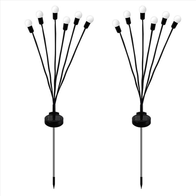 2X Luces Solares para Césped, Luces de Luciérnaga de Viento, Luces LED para Jardín, Patio, Luces de , Luces para Acampar Al Aire Libre, Impermeables, 6 Luces