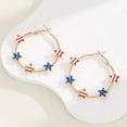 thumbnail image 6 of KDSJSXW Pierced Earrings for Women American Independence Day Five Pointed Star Flag Dripping Oil Earrings Female European And American Fashion Star Earrings Earring Studs (Gold,One Size), 6 of 6