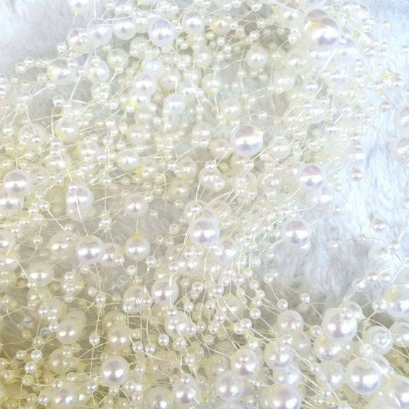 EIMELI 40 Pcs Guirlande de Perles Surligneur Artificiel Guirlande de Perles 177 Pieds Chaîne de Perles en Plastique Synthétique Perle de Simulation pour Bougies Flottantes Remplissage de Vase Centres de Table