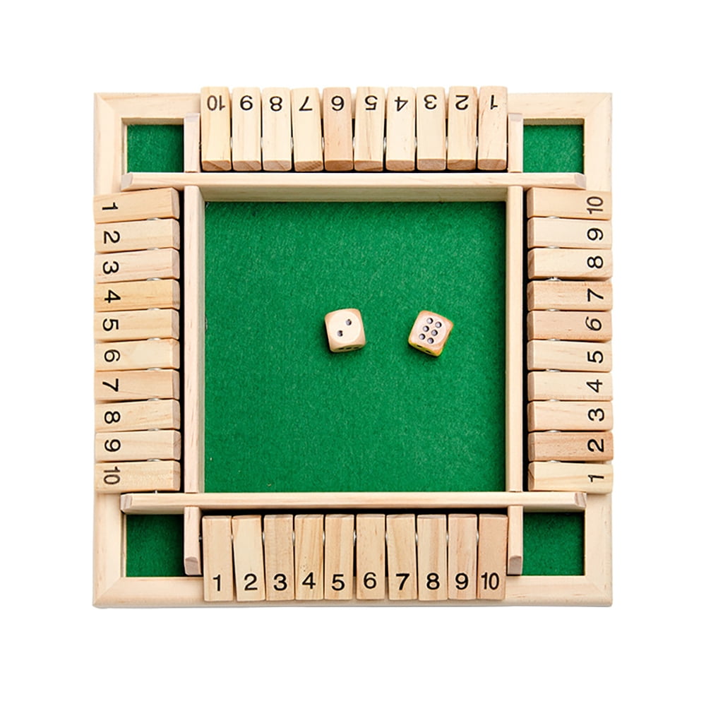 Wooden 4 Players Shut The Box Dice Game Classics Tabletop Version 