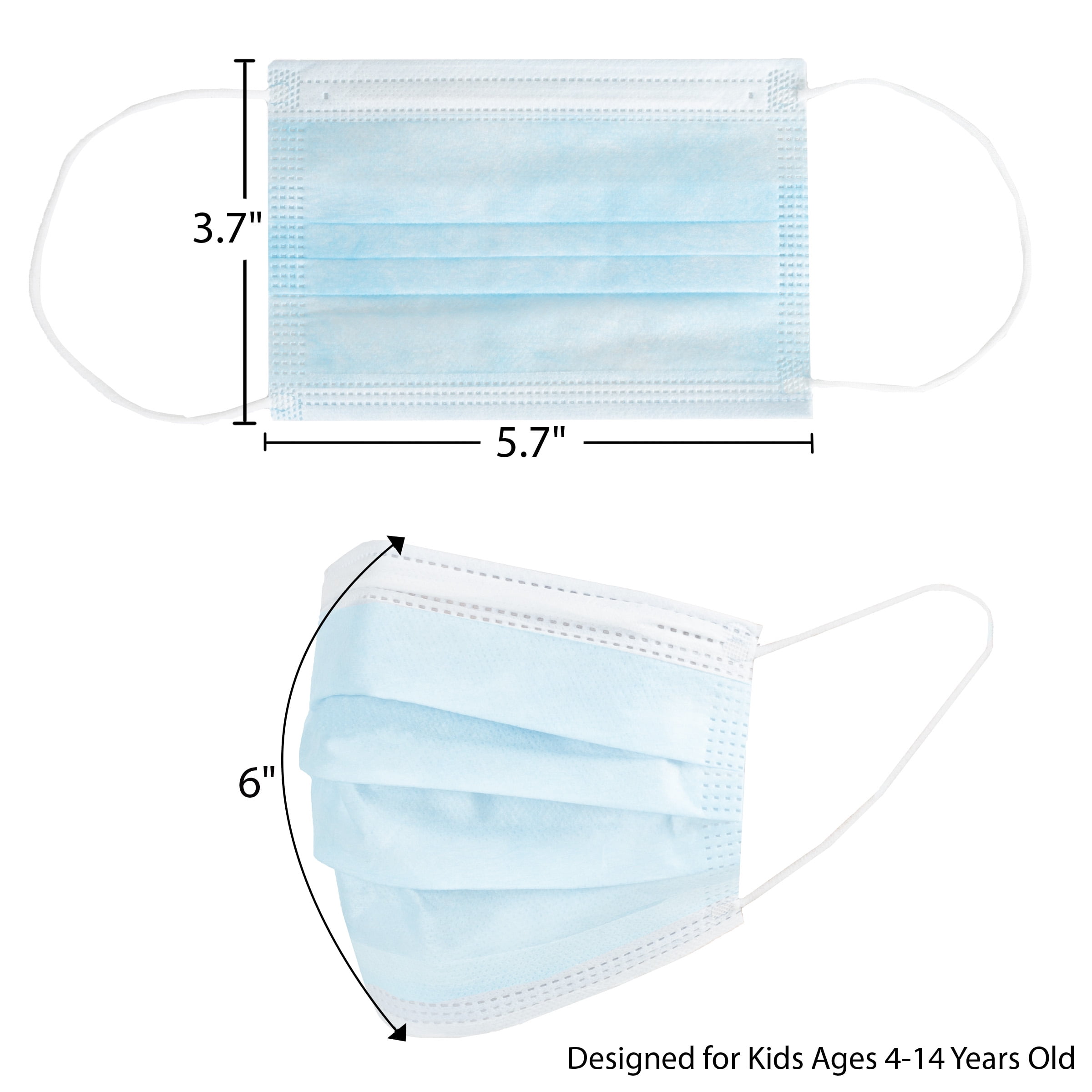 Edison Supply 3-Ply Non-Medical Disposable Face Masks for Kids, 50 Count