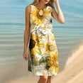 thumbnail image 6 of Viikei Flowy Sleeveless Maxi Dress,Women's Round Neck Sleeveless Gradient Tie Dyed Beach Dress Yellow M, 6 of 6