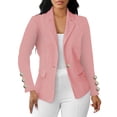 thumbnail image 4 of Sentmoon Blazer Jackets for Women Color Block Long Sleeve Lapel Button Down Blazer Jacket with Cuff Detail for Office Work, 4 of 8