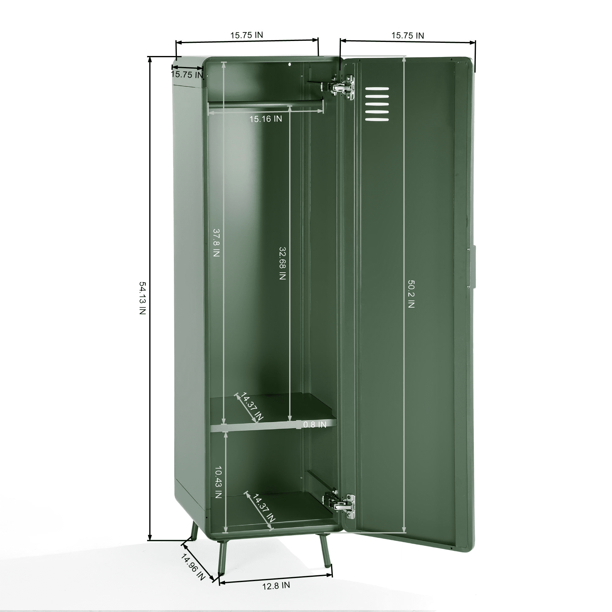 Homy Casa 54.1" Tall 1-Door Metal Accent Cabinet with Shelf for Entryway Cactus Green