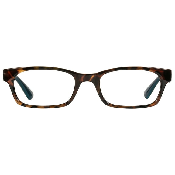 M  Womens Rectangular Plastic Reading Glasses 1.25 Colleen in Tortoise with Teal Inner Color