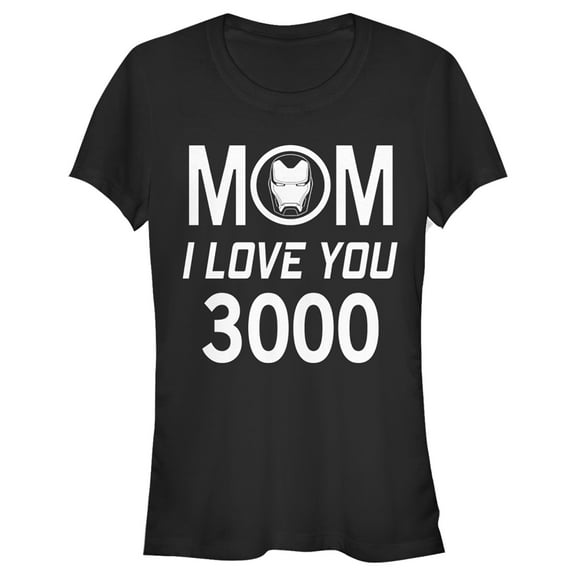 Junior's Marvel Mom I Love You 300 Iron Man Badge  Graphic Tee Black Large