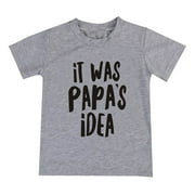 BAYAIXZ Toddler T-Shirt Kids Toddler Children Unisex Spring Summer Active Fashion Daily Daily Indoor Outdoor Print Short Sleeve Tops Tshirt Clothing Boy Tee (Gray1,8)