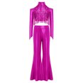 thumbnail image 2 of Eandarui Kids Girls Sparkly Rave Festival Set Disco Party Dance Outfits Sequin Ballet Dancewear Hot Pink 10, 2 of 6