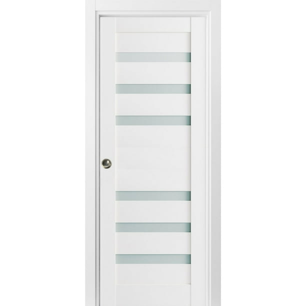 Sliding French Pocket Door 36 x 80 inches with Frosted Glass Quadro