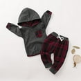 thumbnail image 3 of 2Pcs Baby Boys Girls Hooded Sweater Tops+Plaid Printed Pants Set Toddler Clothing Outfits, 3 of 7