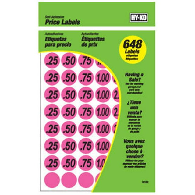 Hy-Ko Produits 30102 Étiquette de Prix de Vente de Garage 648 Pcs