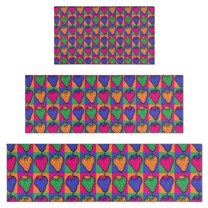 Colorful Strawberry Plants Fruit Checkered Kitchen Rugs Sets Of 3,Kitchen Runner Rugs Non Skid Washable,Decorative Kitchen Floor Mats for Kitchen,Sink,Laundry,17"x30"  17"x47"   17"x59"