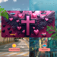 thumbnail image 5 of 1 Pcs 2D Flat License Plate Covers & Frames, Cross with Wings and Hearts For Decorative Front, Waterproof For Decoration Aluminum License Plate Covers & Frames Cover For Men Women, 12" X 6", 5 of 7