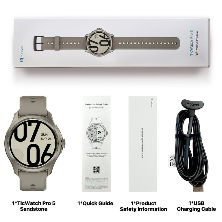 Ticwatch Pro 5 Android Smartwatch para Hombres Snapdragon W5+ Gen 1  Plataforma Wear OS Reloj Inteligente 80 Horas de duración de la batería  Salud Fitness Seguimiento : : Electrónica