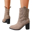 thumbnail image 5 of Willtoo Women's Cowboy Cowgirl Ankle Booties Western Stylish Faux Leather Low Heel Boots, 5 of 5