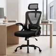 thumbnail image 5 of Mesh Office Chair, Ergonomic Rolling Swivel Desk Chairs with Lumbar Support, High Back Desk Chair with Headrest, Comfy Computer Chair for Home, Office, Bedroom, Study, Student (Black), 5 of 11