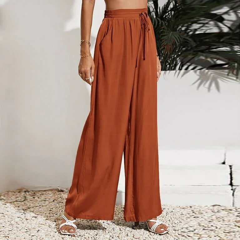 Bigersell Curvy Pants for Women Full Length Pants Fashion Women Summer Casual Loose Pocket Solid Trousers Wide Leg Pants Stretch Warm Jeggings for