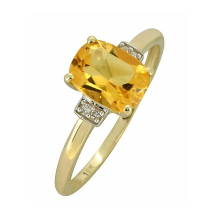 1.42 Ct. Citrine Solid 10K Yellow Gold Gemstone Princess Ring