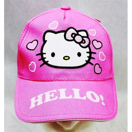 Baseball Cap - Hello Kitty - Pink Heart Pink Hat Kid Girls New HEK3938P