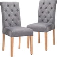 thumbnail image 3 of Topeakmart 2pcs Classic Fabric Upholstered Tufted Dining Chairs for Home and Restaurants, Dark Gray, 3 of 7