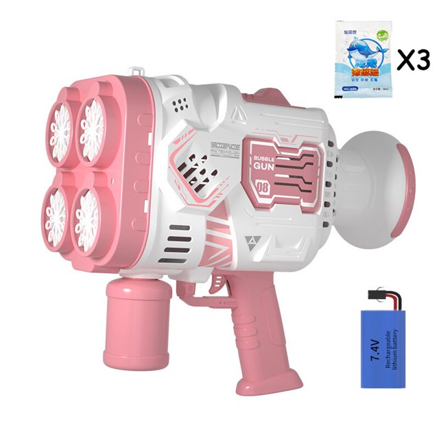 Máquina de burbujas Bazooka de 40 agujeros, 4 motores grandes, totalmente automática, con pistola de burbujas ligera, Gatlin, juguetes al aire libre para niños, regalo de cumpleaños regalos para niños heqiyong LED