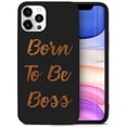 thumbnail image 1 of Case Yard Wooden Case for iPhone-12/12-Pro Soft TPU Silicone cover Slim Fit Shockproof Wood Protective Phone Cover for Girls Boys Men and Women Supports Wireless Charging Born To Be Boss Design, 1 of 7