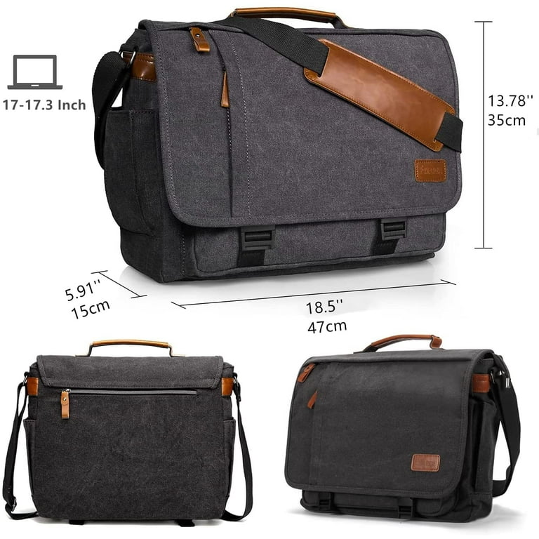 Messenger Bag for Men 17 17.3 Inch Laptop Bag Water resistant Canvas Computer Shoulder Bag Briefcase for Work College Travel Grey Walmart