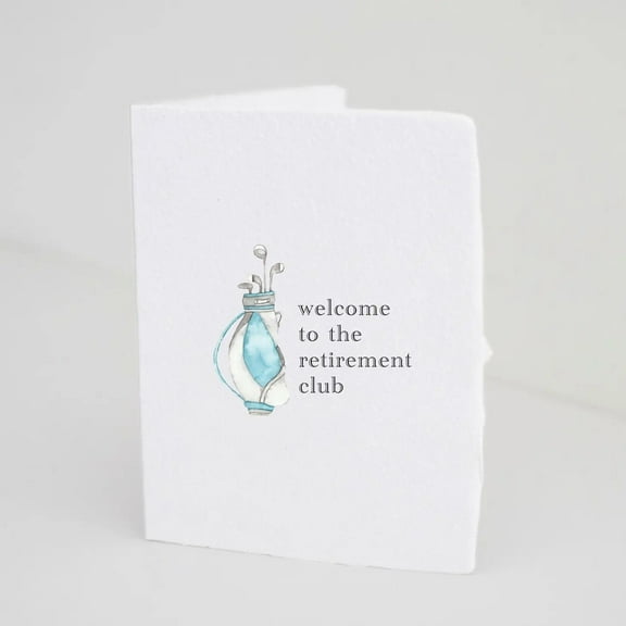 Welcome to the Retirement Club Card – Fun Watercolor Golf Design – Blank Inside, Envelope Included – Perfect Retirement Gift for Colleagues or Friends