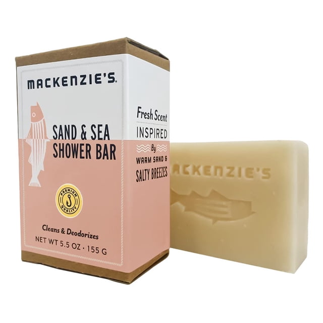 MacKenzie's Sand & Sea Shower Bar - Regalos navideños - Rellenos de calcetines - Regalos para mujeres - Regalos para hombres - Regalos costeros - Hidratante - Jabón de barra natural - Sal marina - Ozo