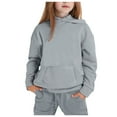 thumbnail image 2 of Baby Boy Outfits Toddler Boys Long Sleeve Solid Pocket Warm Hooded Sweatshirt Pants Girls Sweatsuit Grey 6 Years-7 Years, 2 of 4