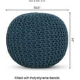 thumbnail image 6 of · REDEARTH · Round Pouf Foot Stool Bean Bag Ottoman - Hand Knitted Boho Pouffe - Home Decor Poof - Stuffed Foot Rest for Living Room - Nursery - Bedroom - Patio (19.5"x19.5"x14") - Teal, Set of 2, 6 of 10