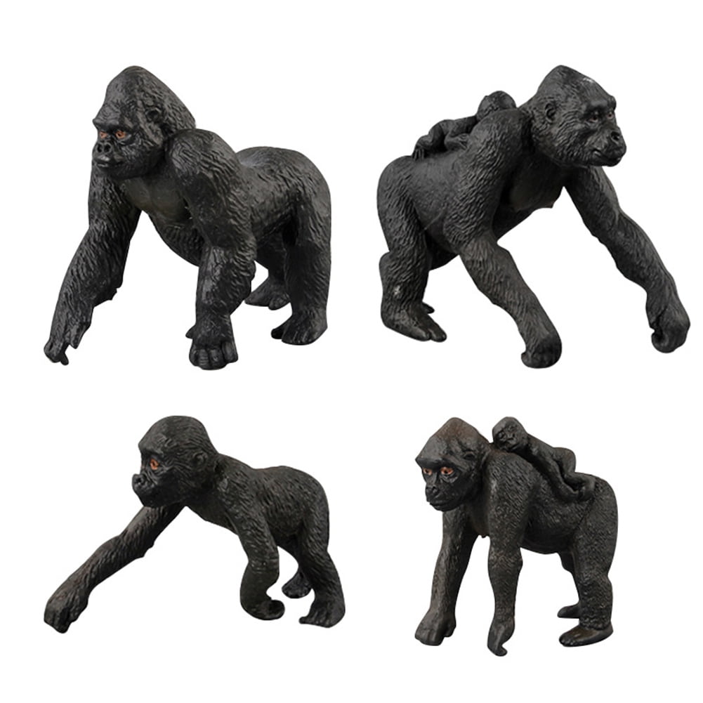 4pcs Gorilla Family Model Hand Painted Plastic Animal Figures Playset Toy 4pcs Gorilla Family Model Hand Painted Plastic Animal Figures Playset Toy