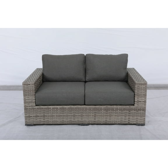 Loveseat - Silver Gray Patio Furniture - 2-Seater Outdoor Seating - Durable & Chic Design - 67" x 26" x 40"