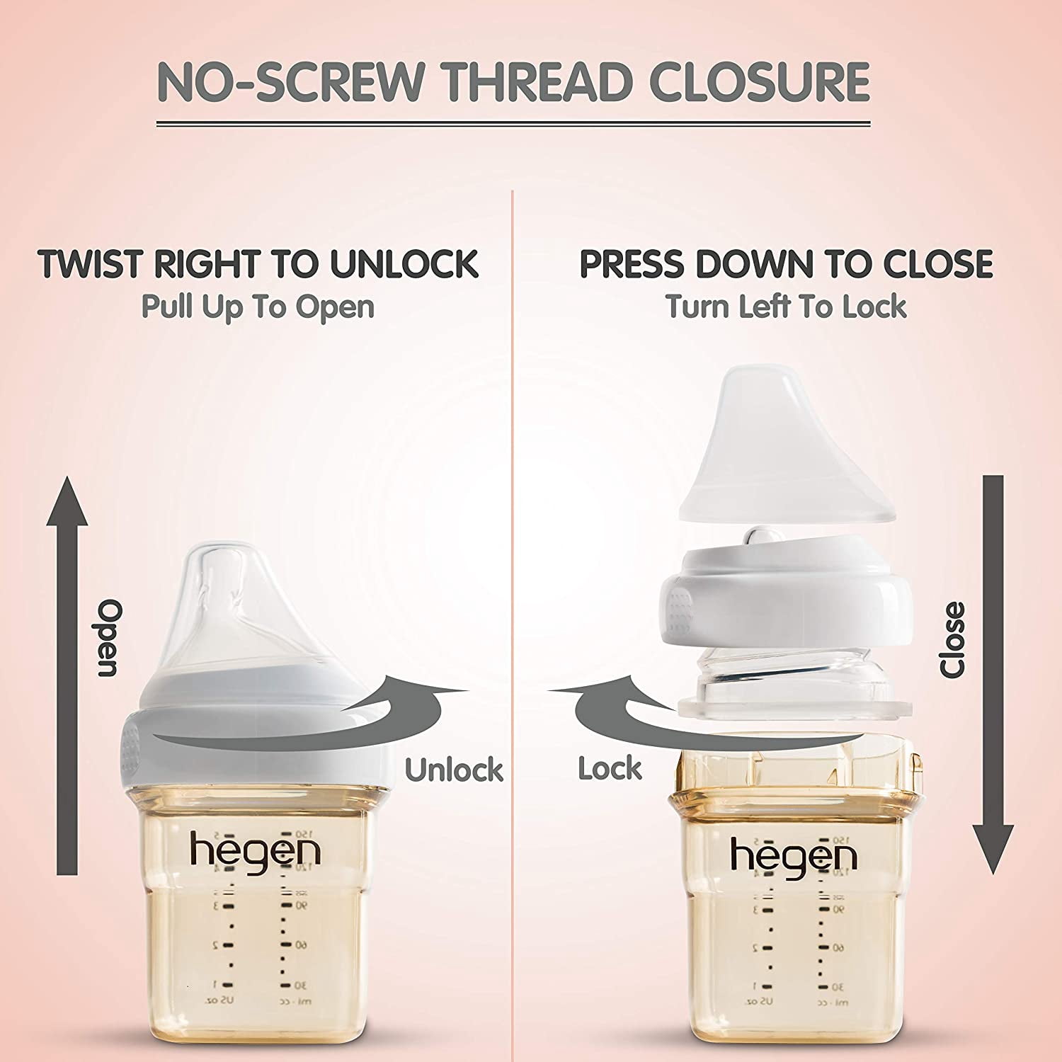 Hegen -  Newborn Baby Bottle Basic Starter Kit, 5oz , 8oz