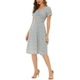 thumbnail image 5 of MODA NOVA Juniors Cherry Printed Sweetheart Neck Puff Sleeves Zipper Smock Dress, 5 of 7