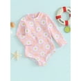 thumbnail image 4 of Aojekbee Baby Girl Swimsuit Long Sleeve Round Neck Flower Print Zip Up Bathing Suit Infant Toddler Beach Wear for Summer Spring, 4 of 9