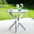 thumbnail image 1 of Round Dining Table,Glass Dining Table,Square 90x90x75cm,chrome leg,glass table top, 1 of 1