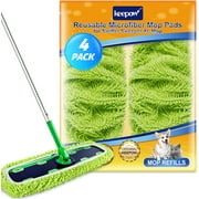 KEEPOW Reusable XL Mop Pads Compatible for Swiffer XL Sweeper, X-Large Dry Sweeping Cloths, Wet Mopping Cloths, Washable Microfiber XL Wet Pads Refills for Surface/Hardwood Floor Cleaning, 4 Pack