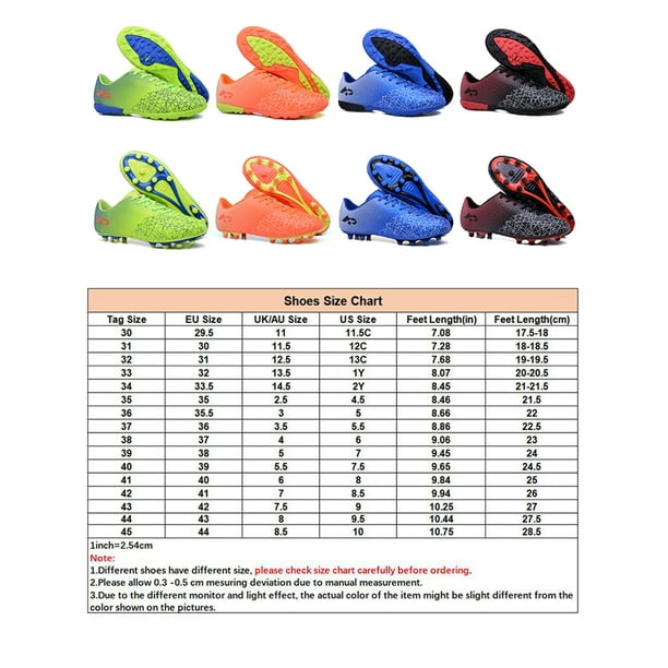 Junior football boots size chart sale