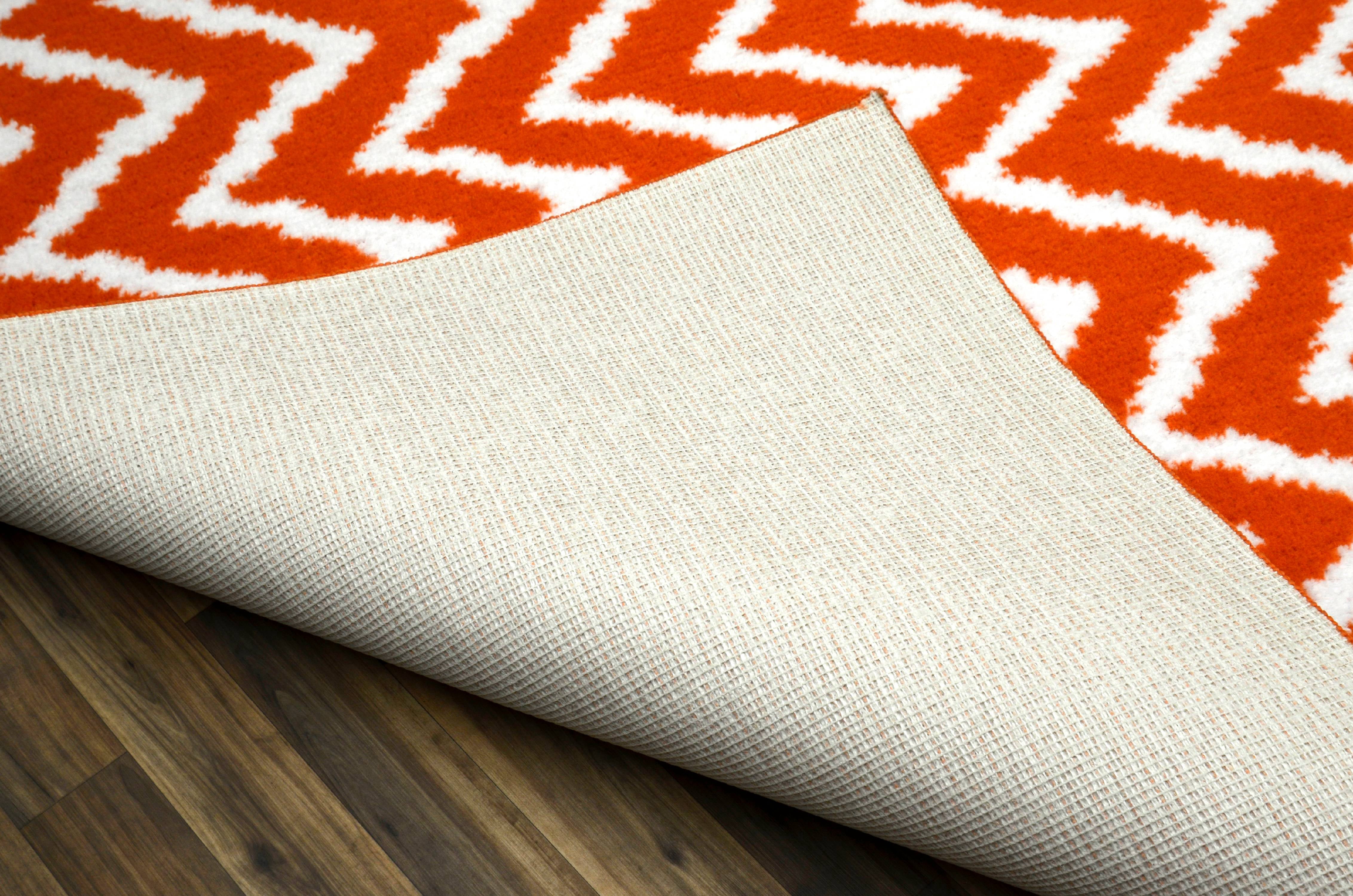 Mainstays Distressed Zig Zag Orange/White 5'x7' Indoor Area Rug