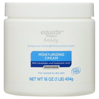 Equate Beauty Moisturizing Cream with Ceramides and Hyaluronic , Normal to Dry Skin 16 oz