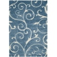 thumbnail image 3 of SAFAVIEH Florida Doug Floral Vines Geometric Shag Area Rug, Light Blue/Cream, 5'3" x 7'6" - Transitional Modern Design, Light Blue & Cream, Non-Shedding & Easy Cleaning, Ultra Plush Thick Pile, Ideal, 3 of 12