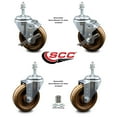 thumbnail image 2 of 4 Inch High Temp Phenolic Wheel Swivel 3/8 Inch Threaded Stem Caster Set 2 Brake, 2 of 2