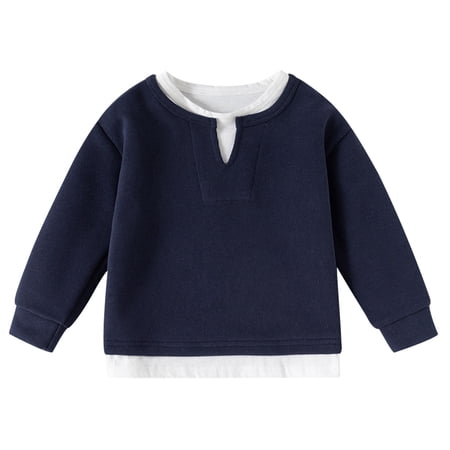 RMGVDSD Boys Long Sleeve Shirts Toddler Kids Layered Shirt Casual Pullover Tops Comfortable Fashion Tee Shirt Spring Fall Stylish Blouse 4-5 Years