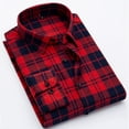 thumbnail image 5 of Mens Plaid Shirt Slim Fit Long Sleeve Shirt Button Turn Down Collar Casual Youth Style Shirt Red M, 5 of 6