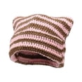 thumbnail image 3 of Gorro de crochet, gorro de punto, tocado holgado, estilo vintage, accesorios hechos a mano, ropa rosa y café, 3 of 9