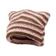 thumbnail image 3 of Gorro de ganchillo con orejas de gato, gorro de punto, accesorios de estilo retro, ropa suave hecha a mano para rosa y café, 3 of 9