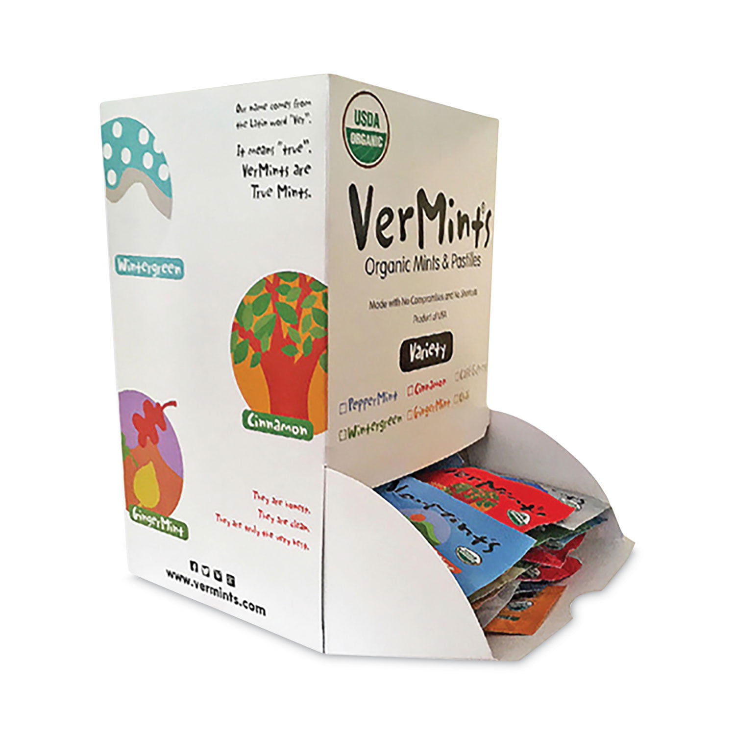 VerMints Organic Breath Mints – Individually Wrapped, Variety Pack, Travel Mints - 120 Ct