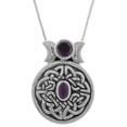 thumbnail image 5 of Jewelry Trends Sterling Silver Round Celtic Moon Goddess Pendant with Purple Amethyst on 18 Inch Box Chain Necklace, 5 of 7