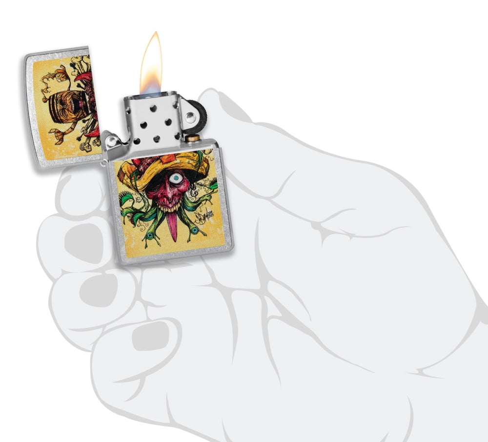 Zippo Sean Dietrich Devil Bull Design Street Chrome Pocket Lighter